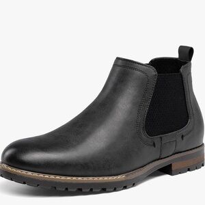 Sleek Black Leather Chelsea Casual Slio on Waterproof Ankle Boots for Men